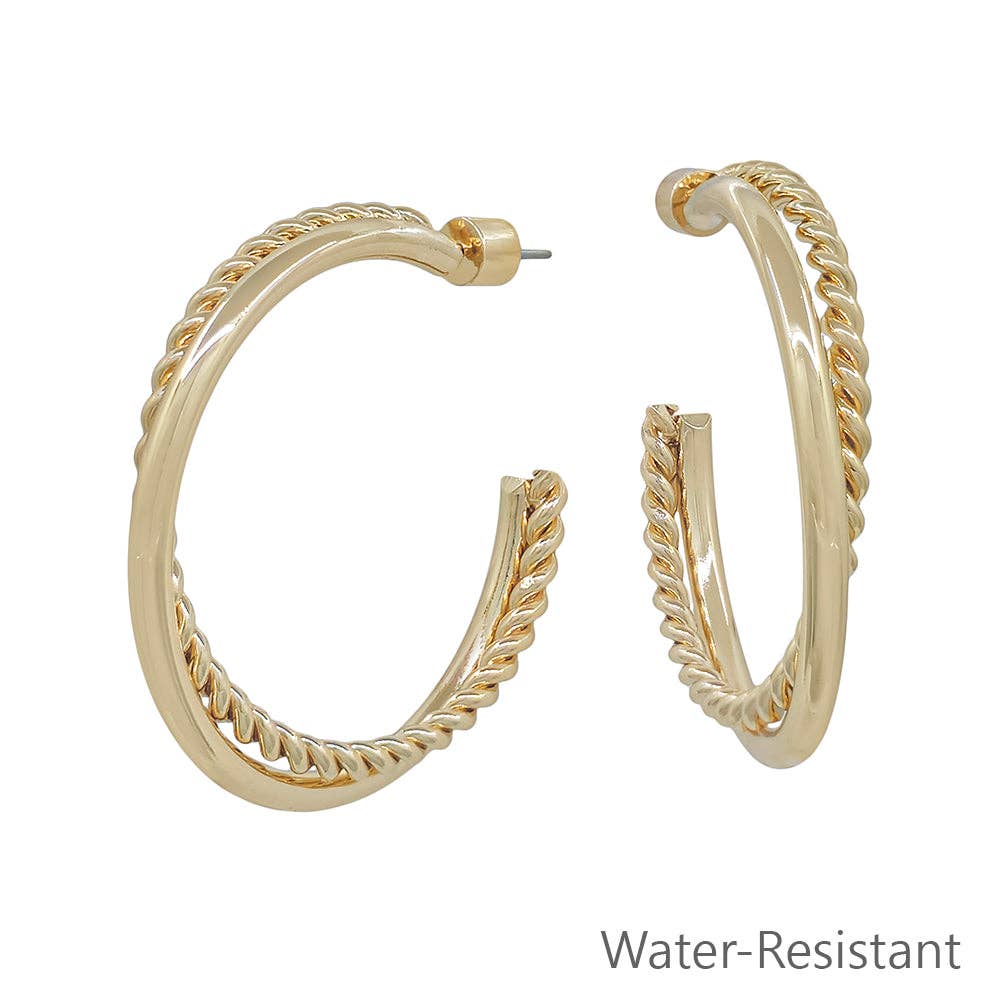 Water Resistant 1.5" Braided Hoop Twist Earring