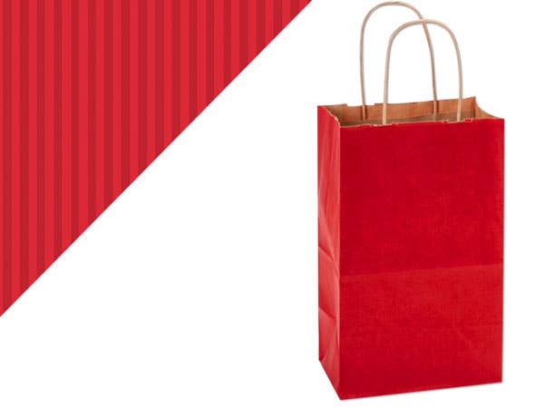 Recycled Shadow Stripe Kraft Paper Retail Shopping Bags: French Blue, 25 Pack, Vogue 16x6x13"