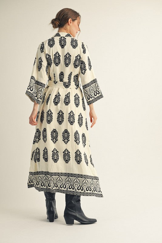 Ivory Ink Damask Dress