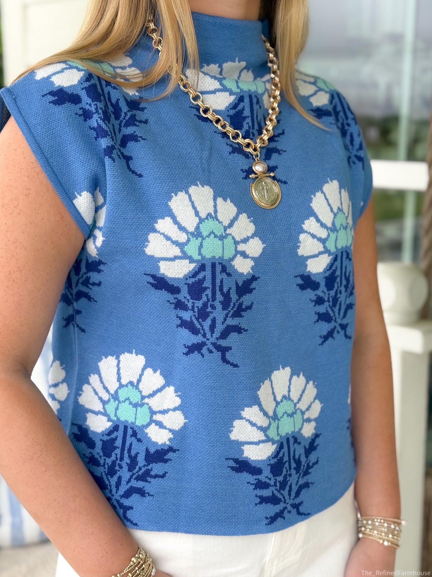 Pretty in Blue Bloom Top