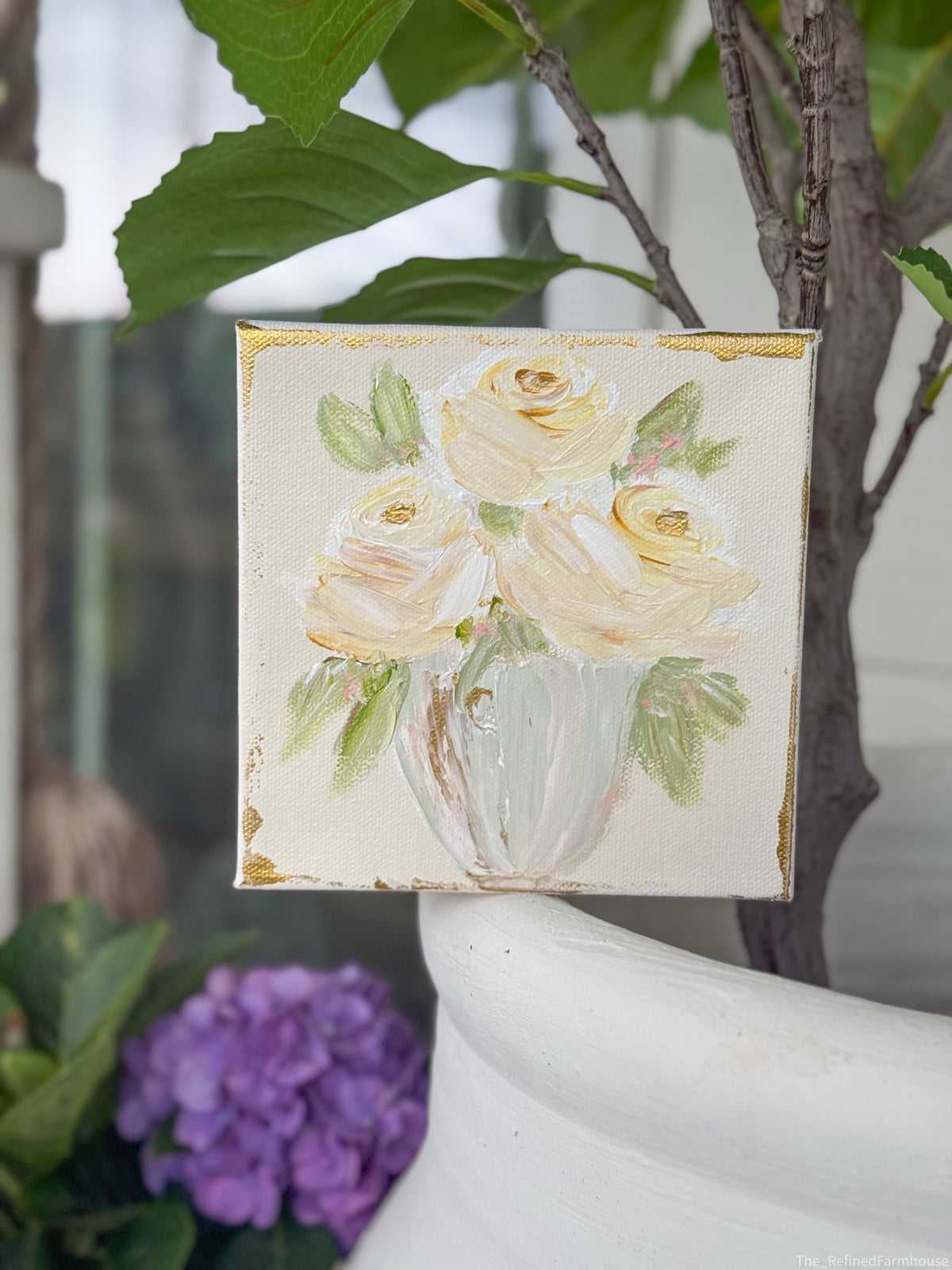 Ivory Garden Blooms | Hand Painted Original | 6x6