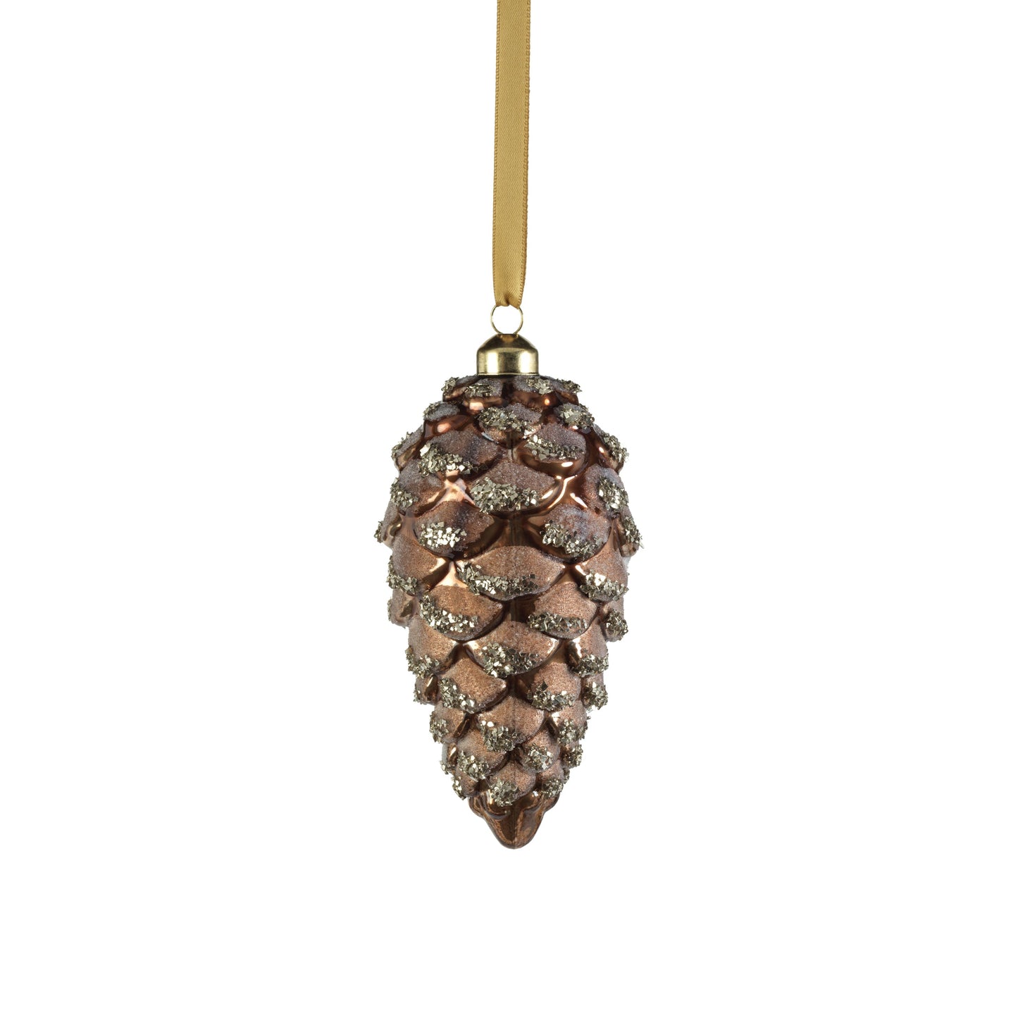 Glass Pine Cone Ornament - Copper Bronze - 6 in