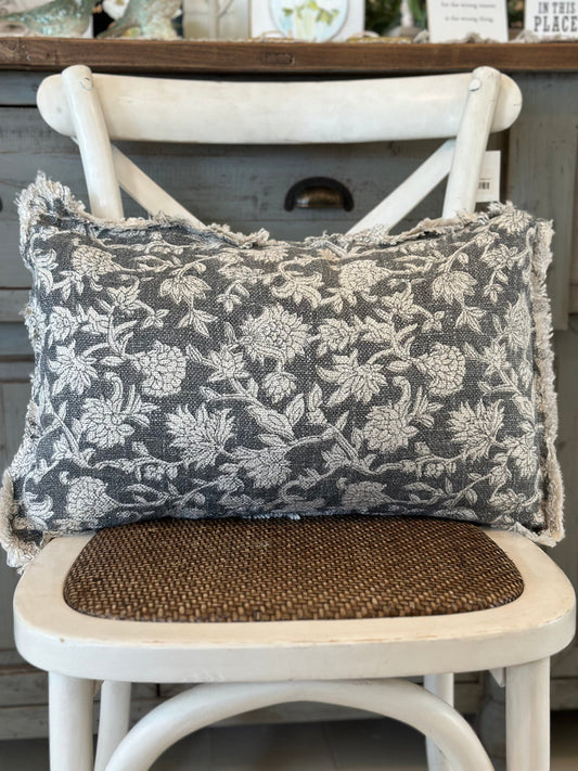 Black Floral Pillow