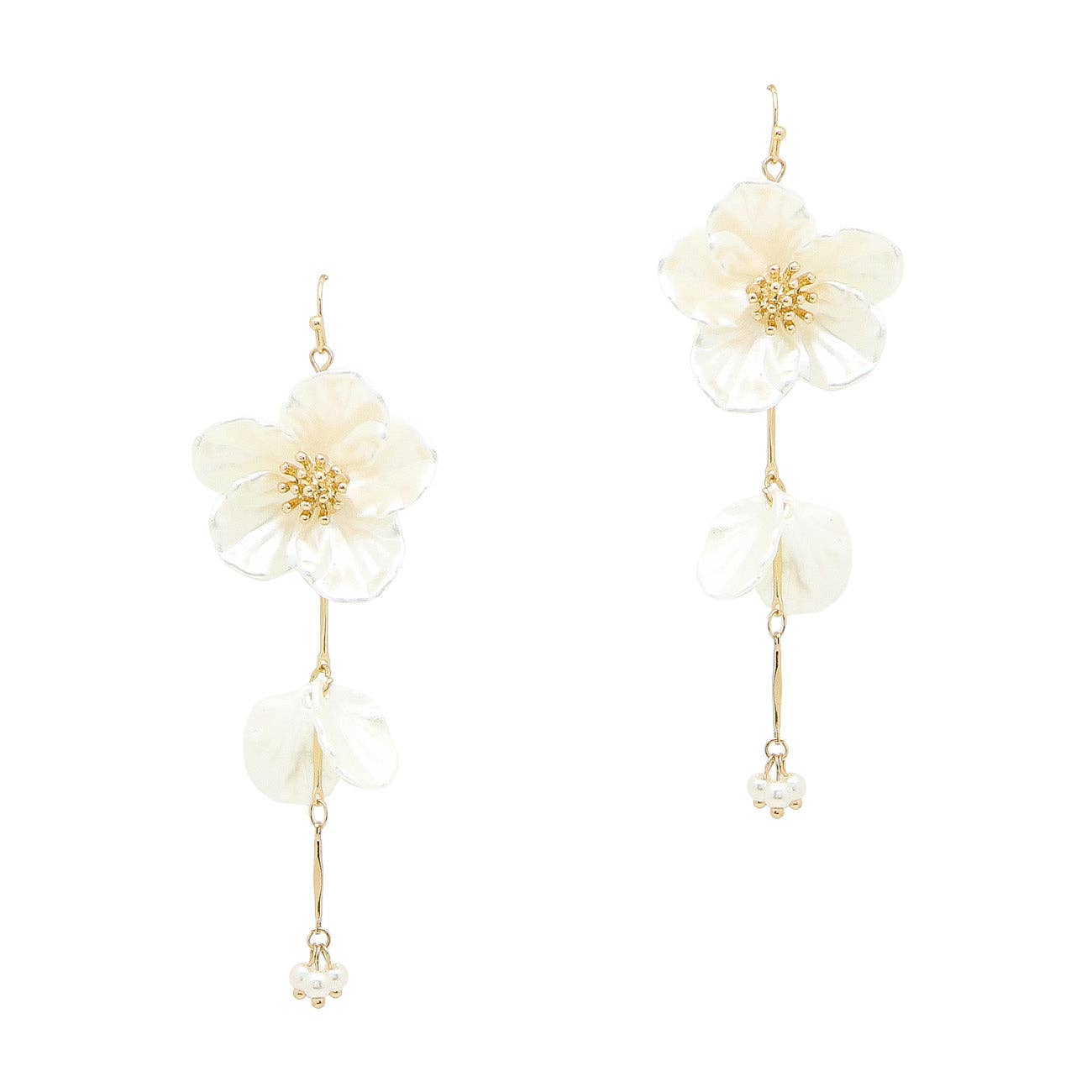 Pearlized Shell Flower 2.75" Drop Earring
