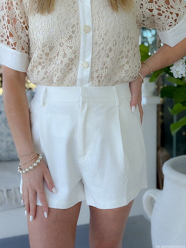 The Brighton Tailored Shorts-WHITE