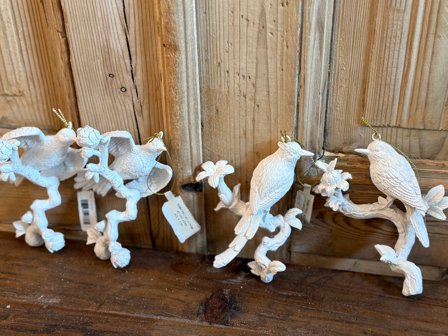 Resin Bird on Branch Ornament- SET OF 4