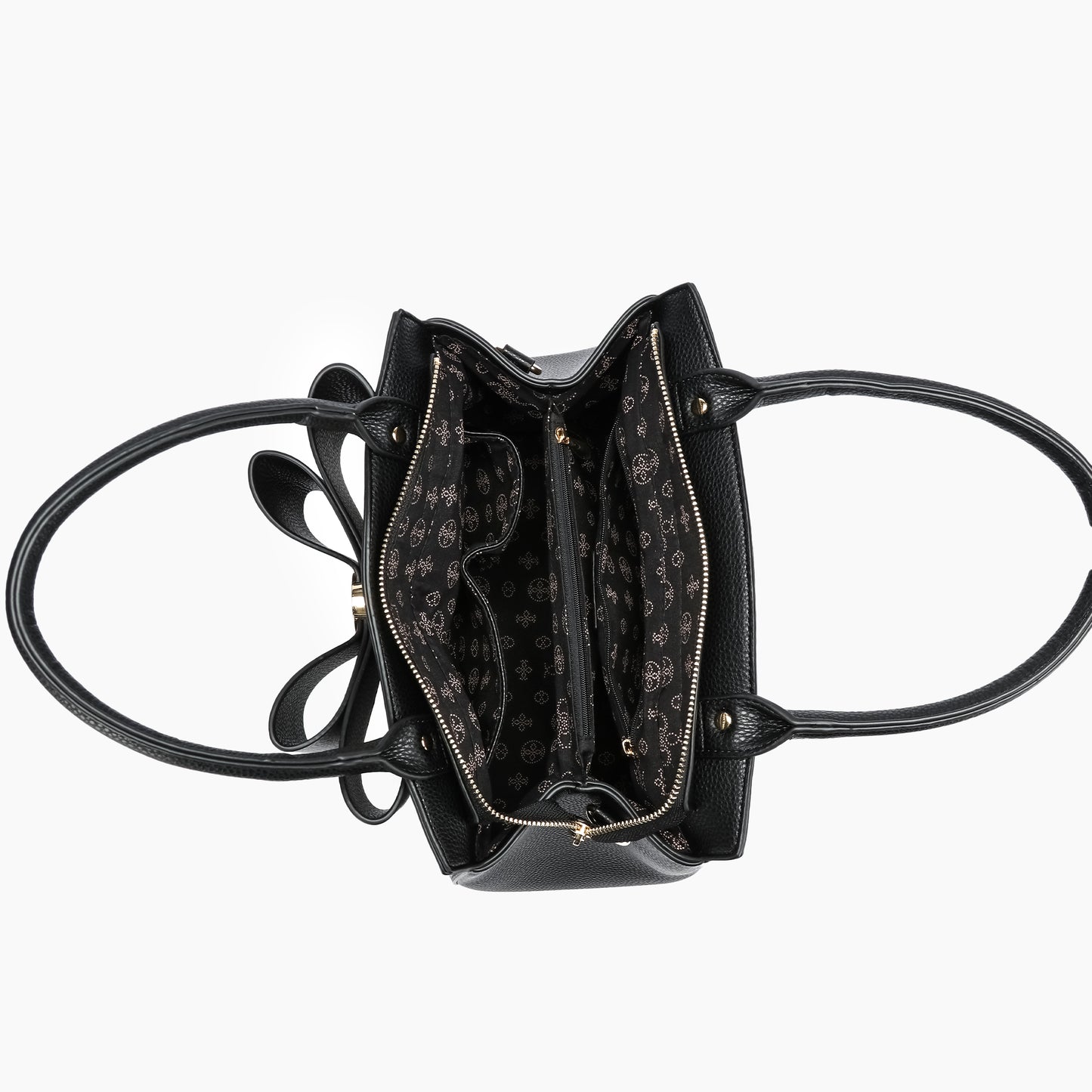 Poppy Bowtie Top Handle Satchel Bag: Black