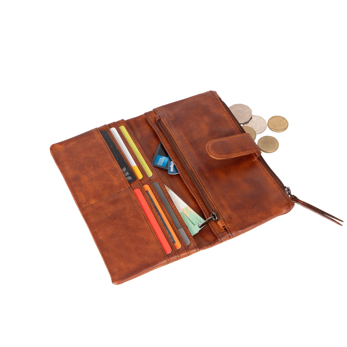 Leather Wallet Cyndy: Cognac