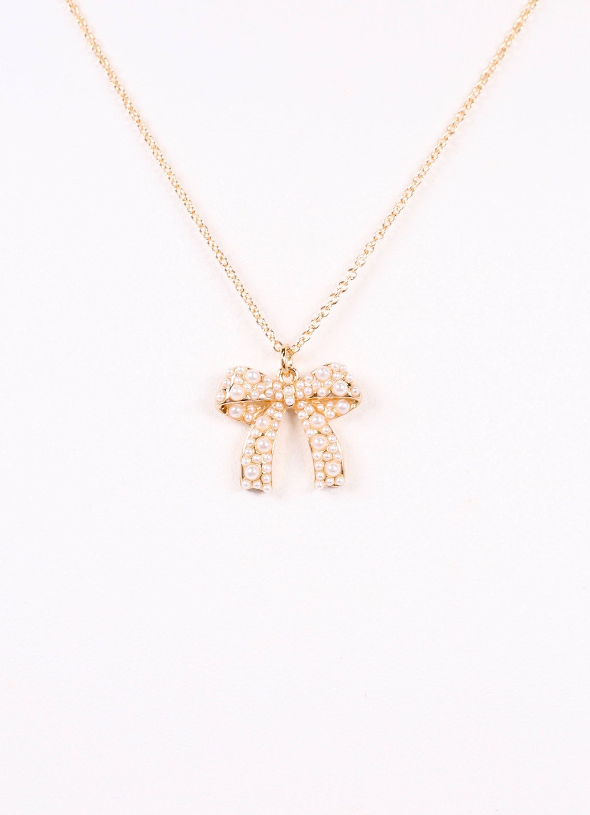Lohan Pearl Bow Necklace Gold
