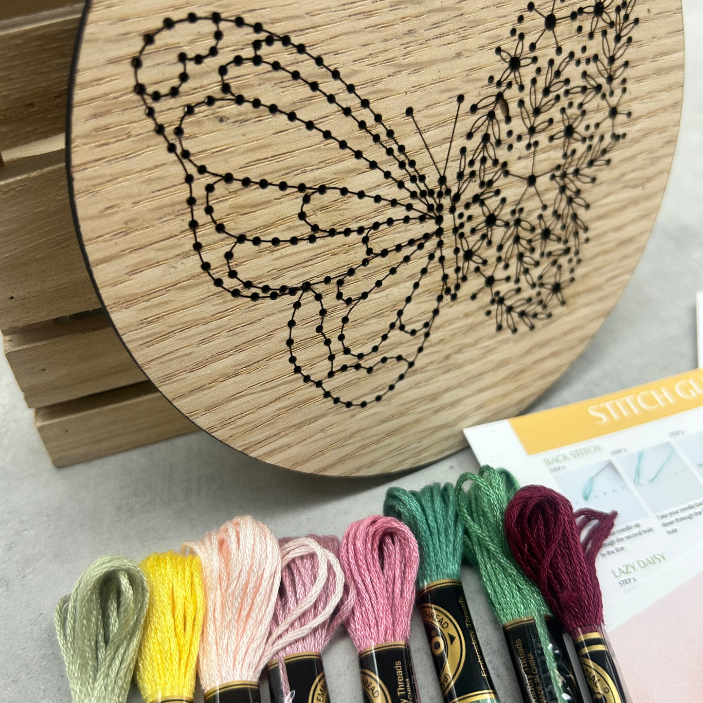 Floral Butterfly Embroidery Kit – Decorative DIY Craft: Cellophane Bag