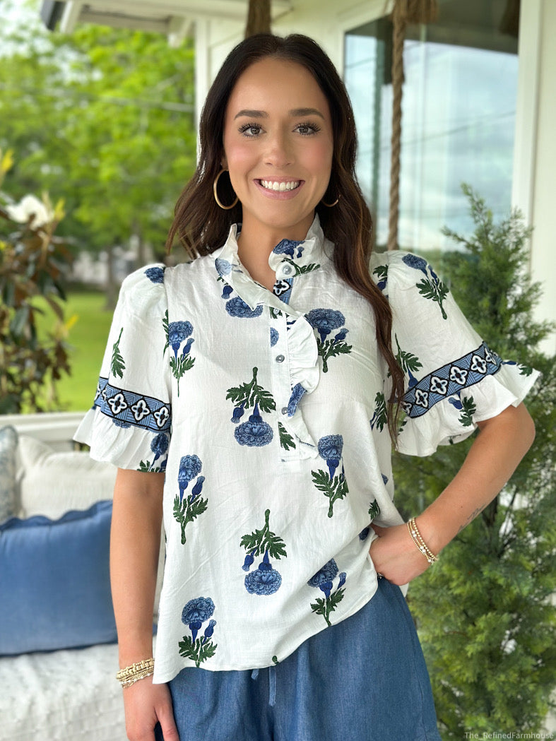 FloraFlair Puff-Sleeve Top