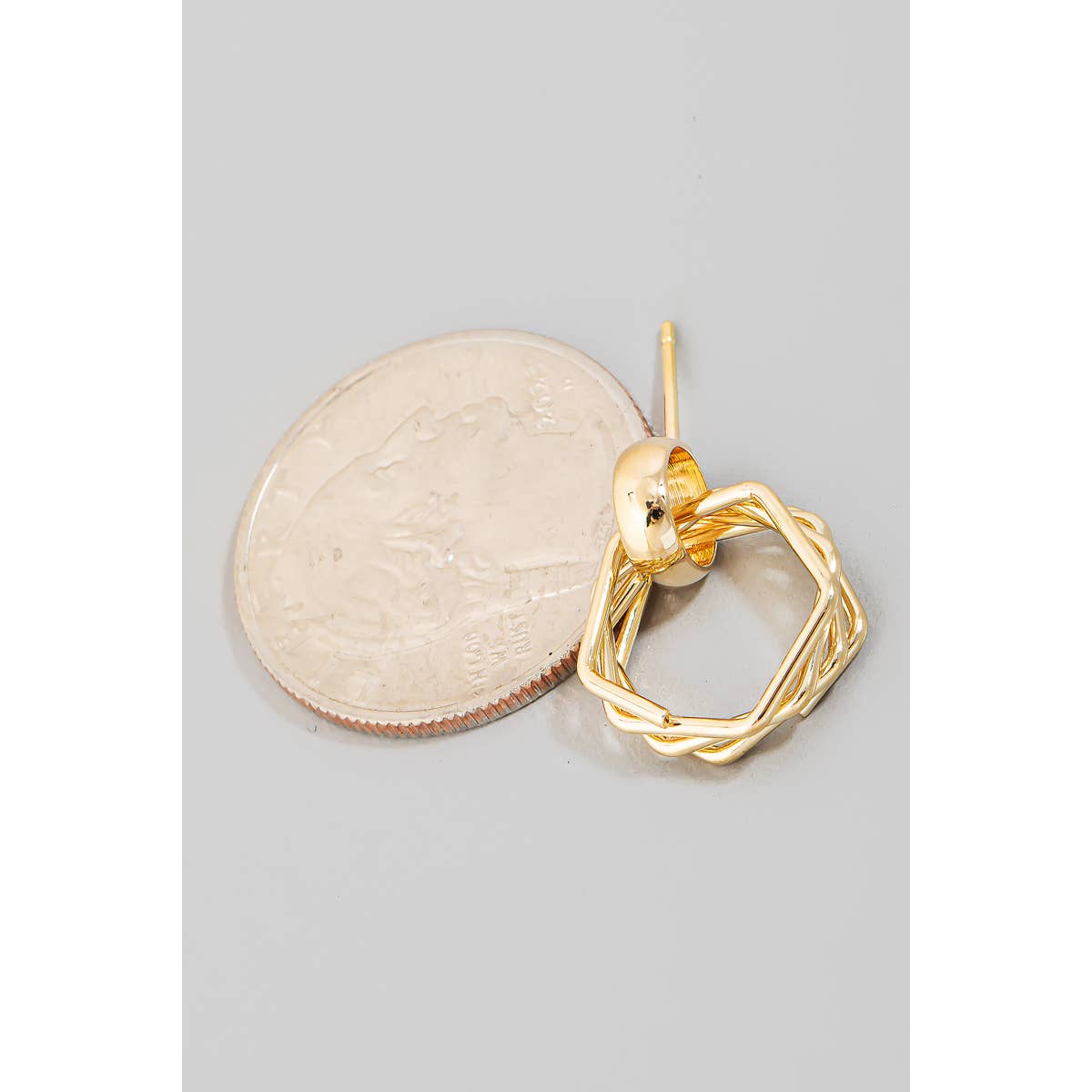 Layered Hexagon Cutout Earrings: G