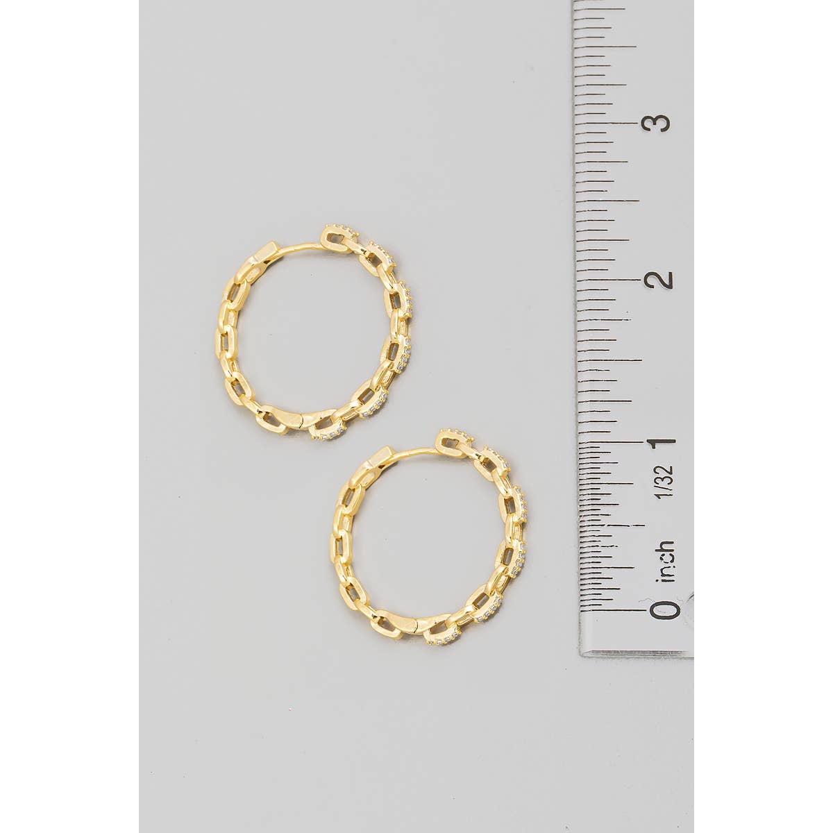 Solid Metallic Chain Hoop Earrings: G