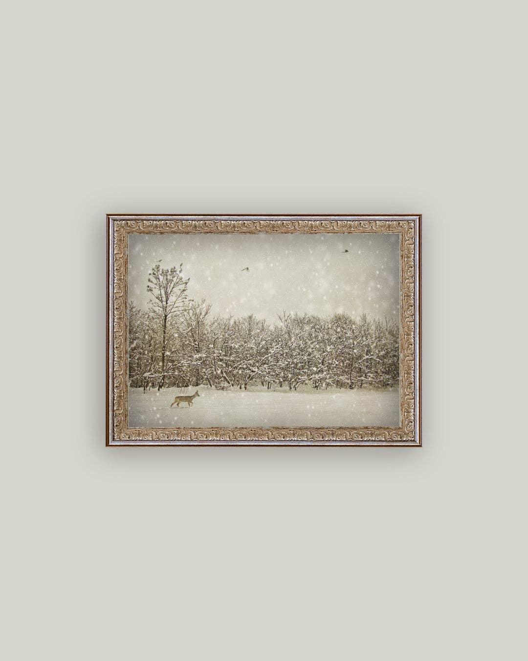 Winter Fawn Framed Antique Art | 10x8