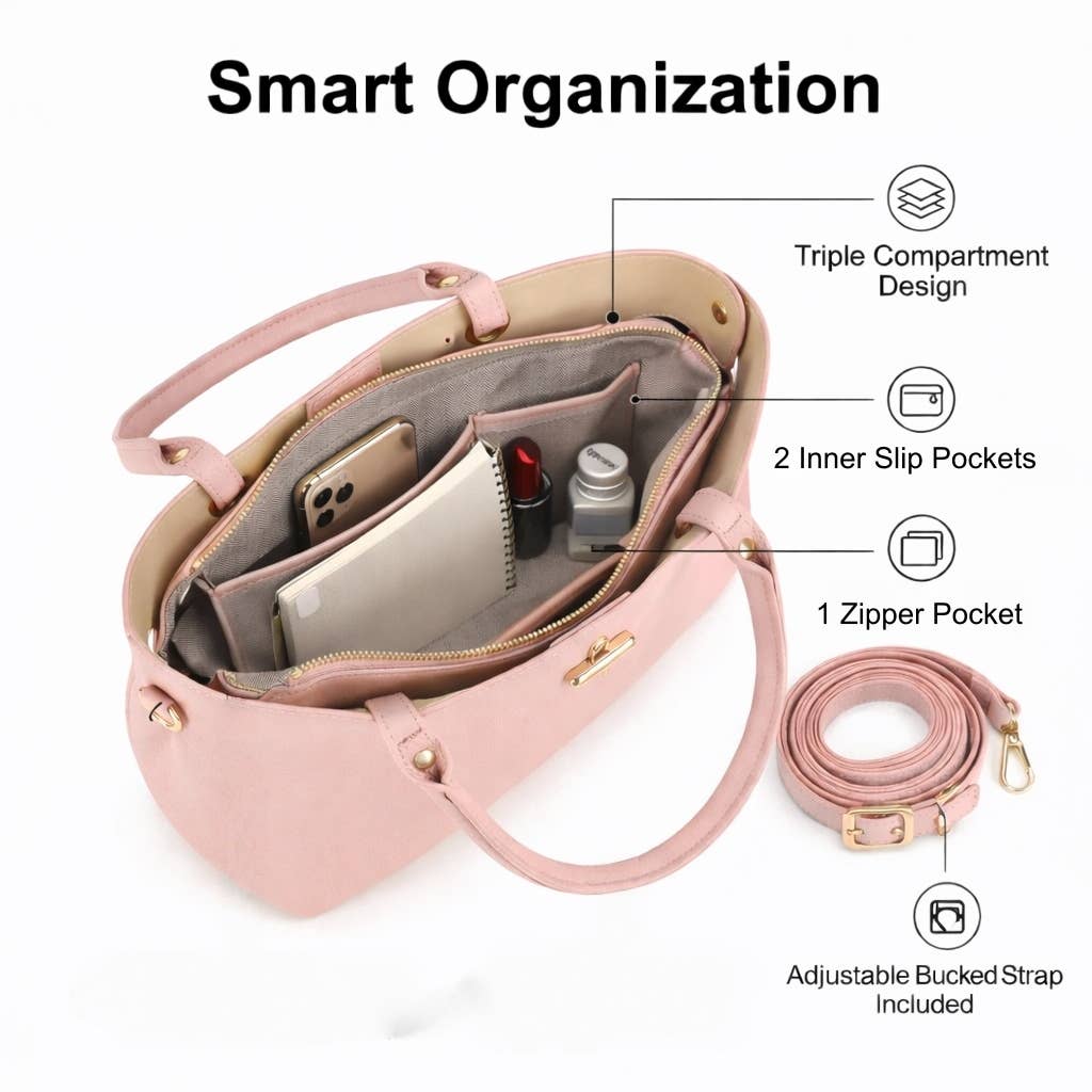 Yara Vegan Leather Satchel Bag – Pink