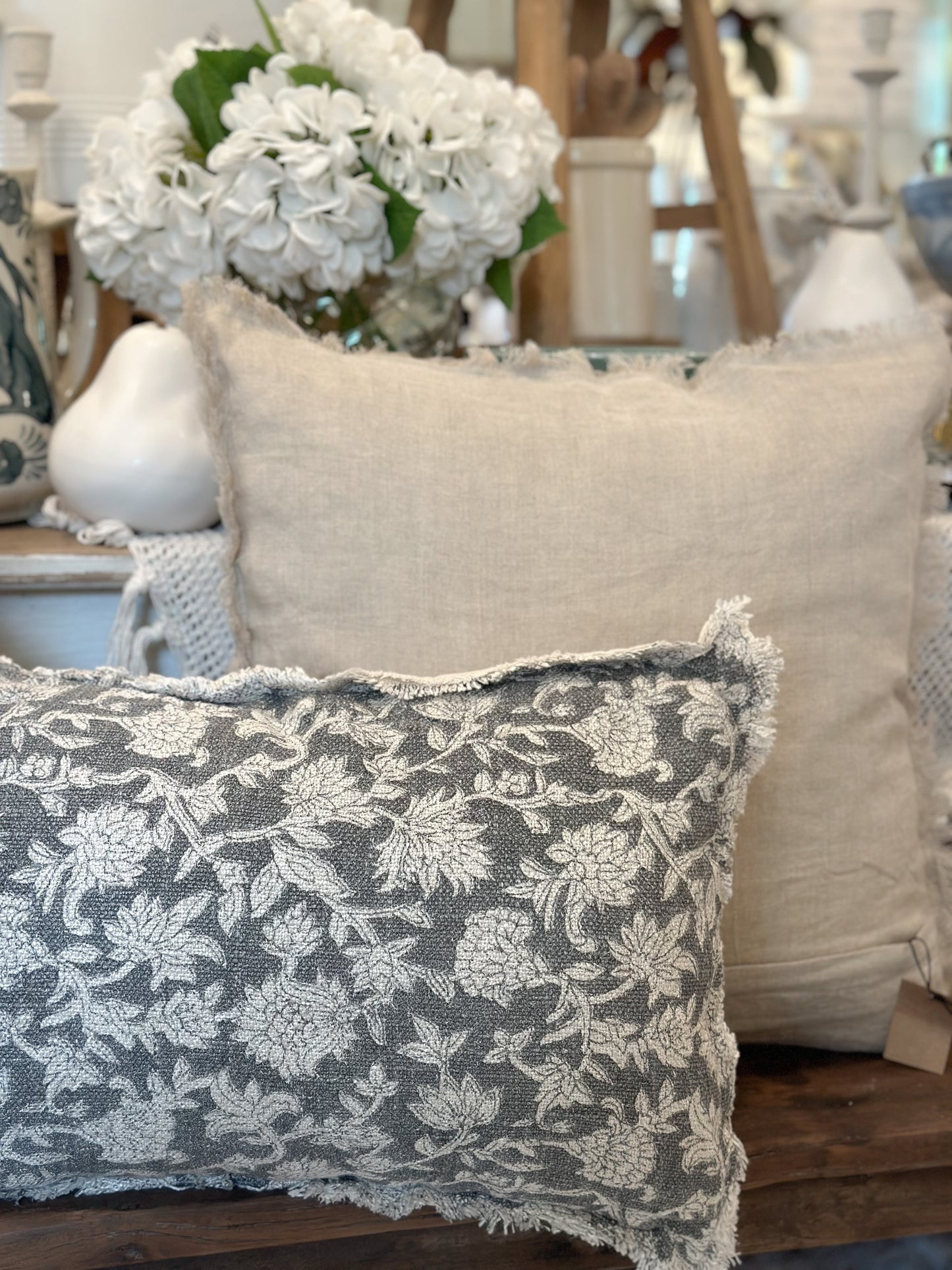 Black Floral Pillow