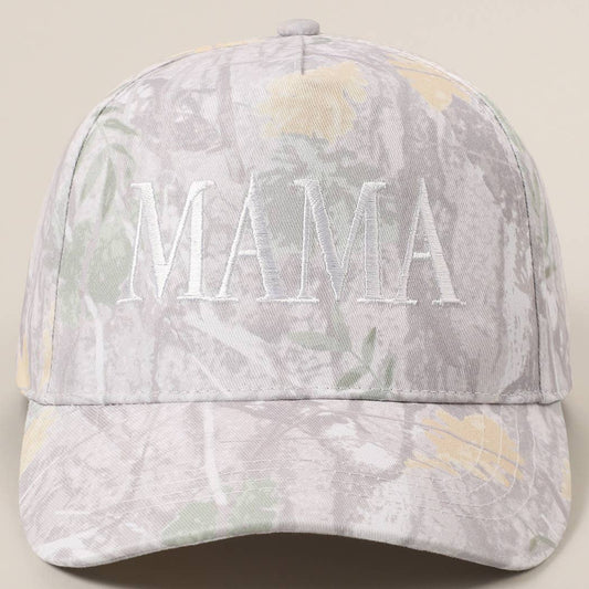 MAMA Letter Embroidery Nature Camo Trucker Hat: BEIGE CAMO, ONE SIZE
