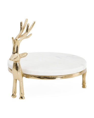 Marble Reindeer Cake Plate | Gold