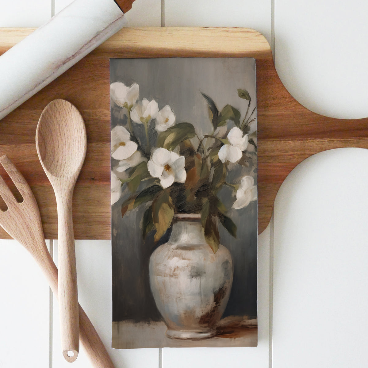 Vintage Floral Tea Towel • Cotton/Linen Blend