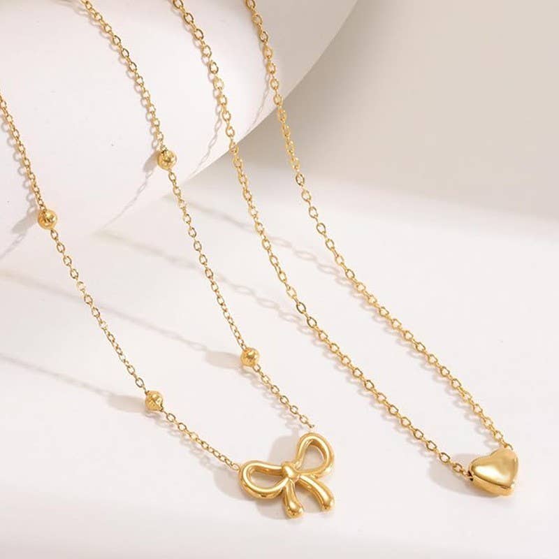 18k Gold Stainless Steele Tarnish Free Bow Necklace