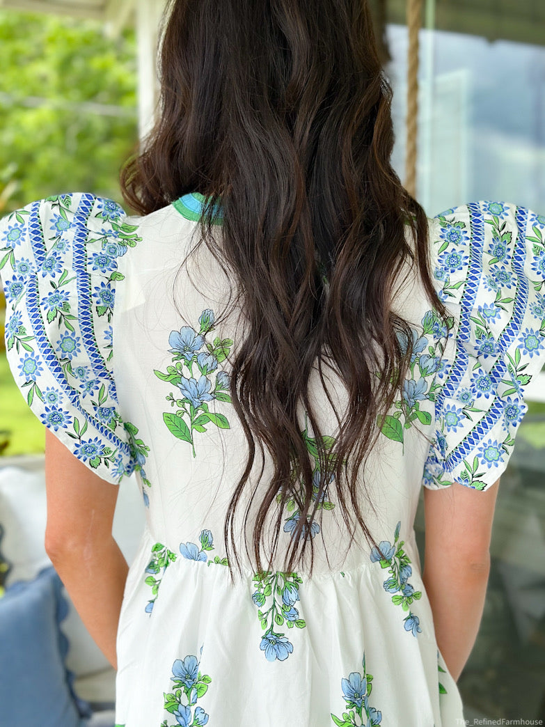 Floral Trim Flutter Midi