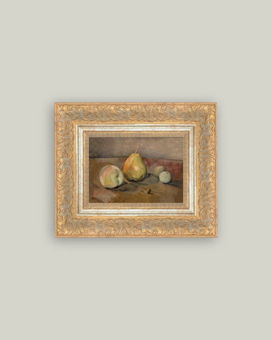 Pears and Apples Framed Antique Art: 9x7