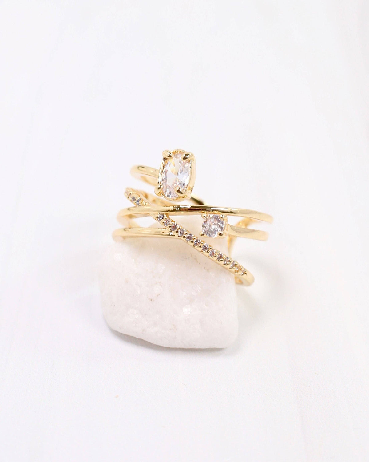 Reneau Crisscross Ring Gold
