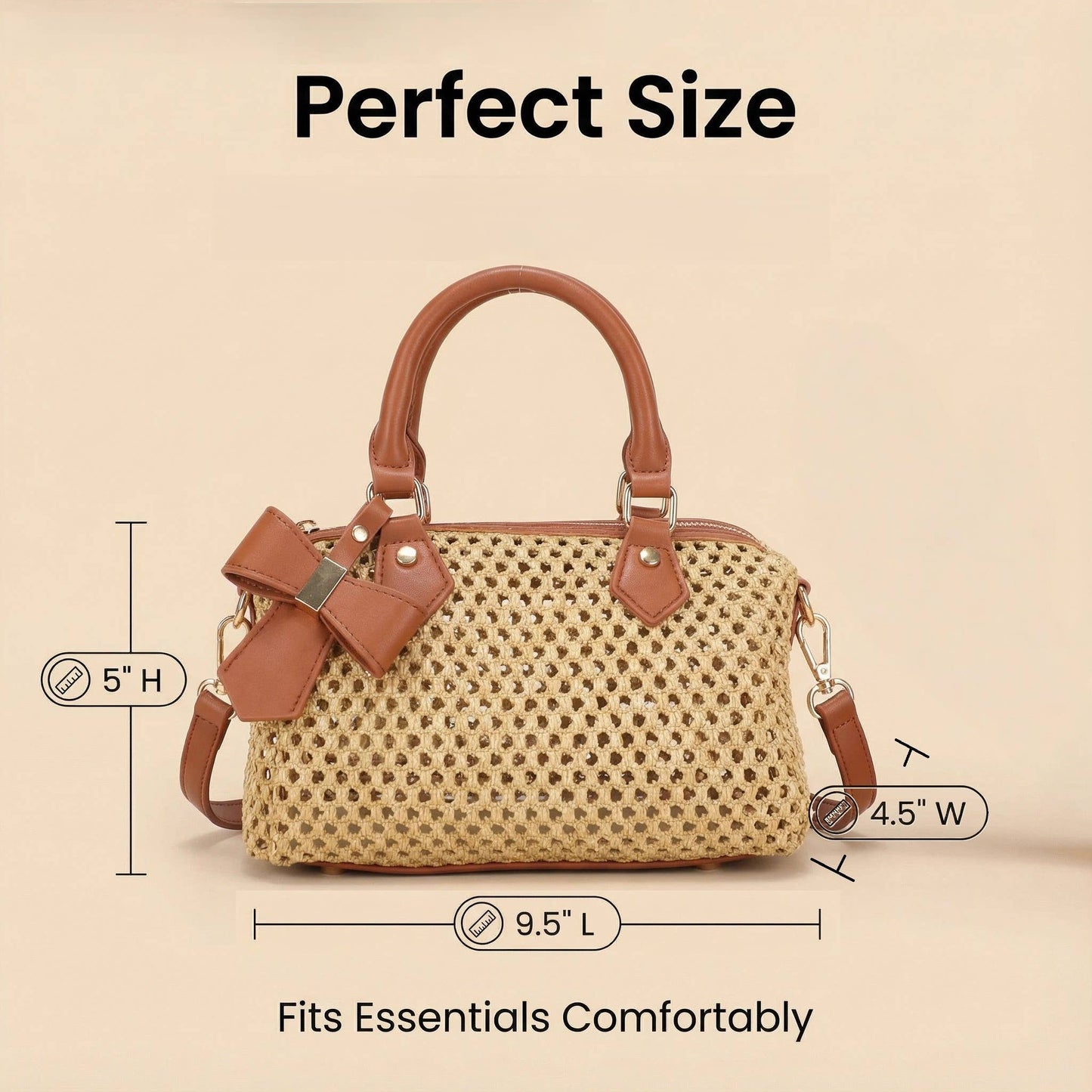 Mira Mini Straw Top Handle Crossbody Bag – Brown