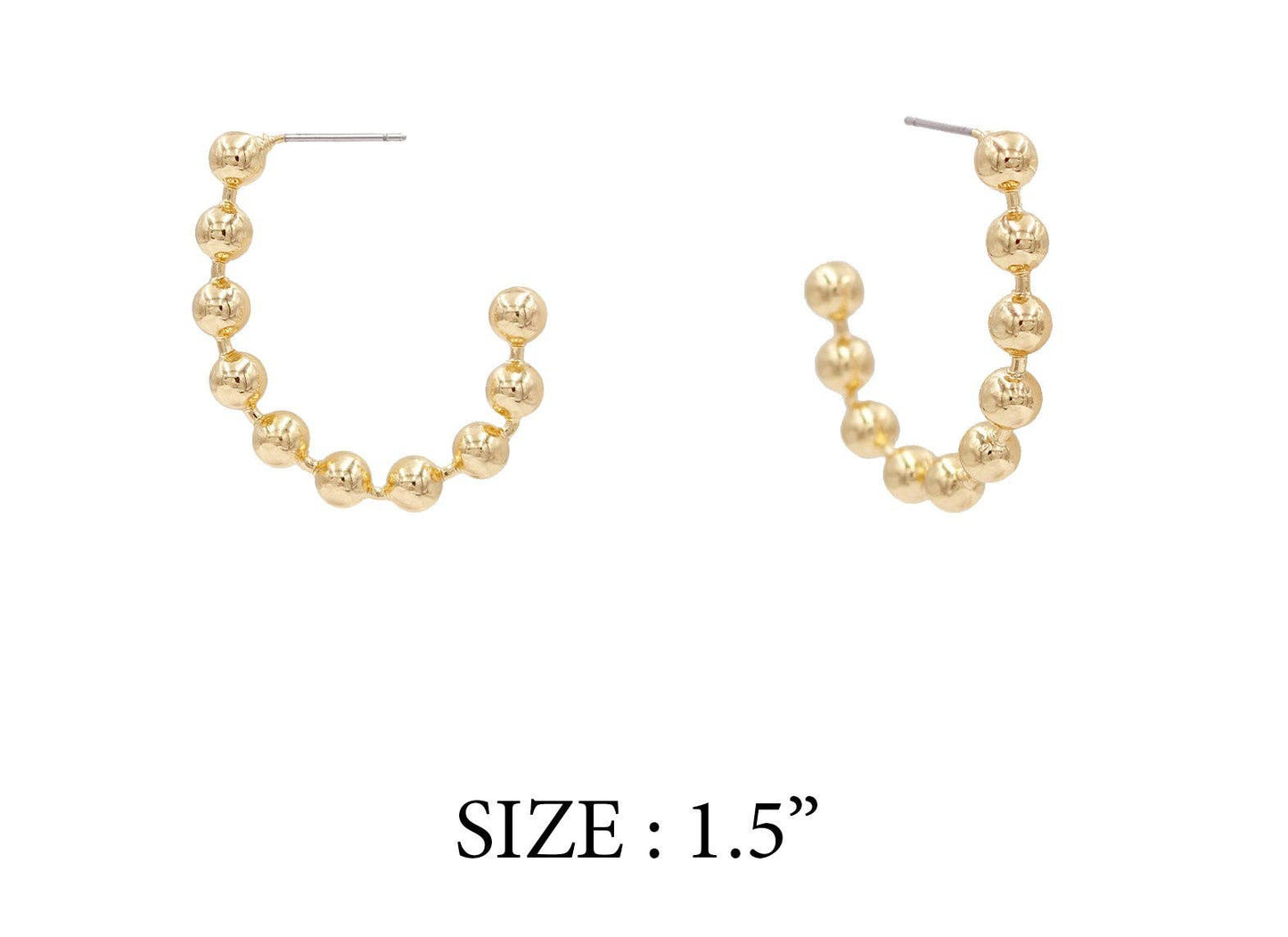 Gold Ball Chain Oval Hoop 1.5" Earring