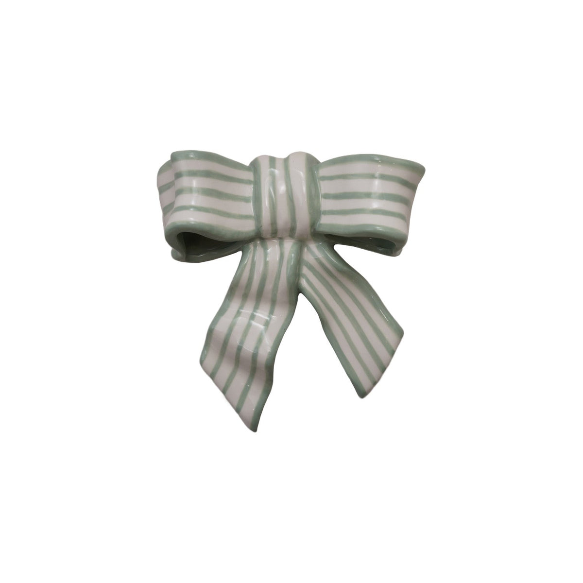 Stoneware Striped Bow Décor/Wall Hanging (Hangs or Sits)