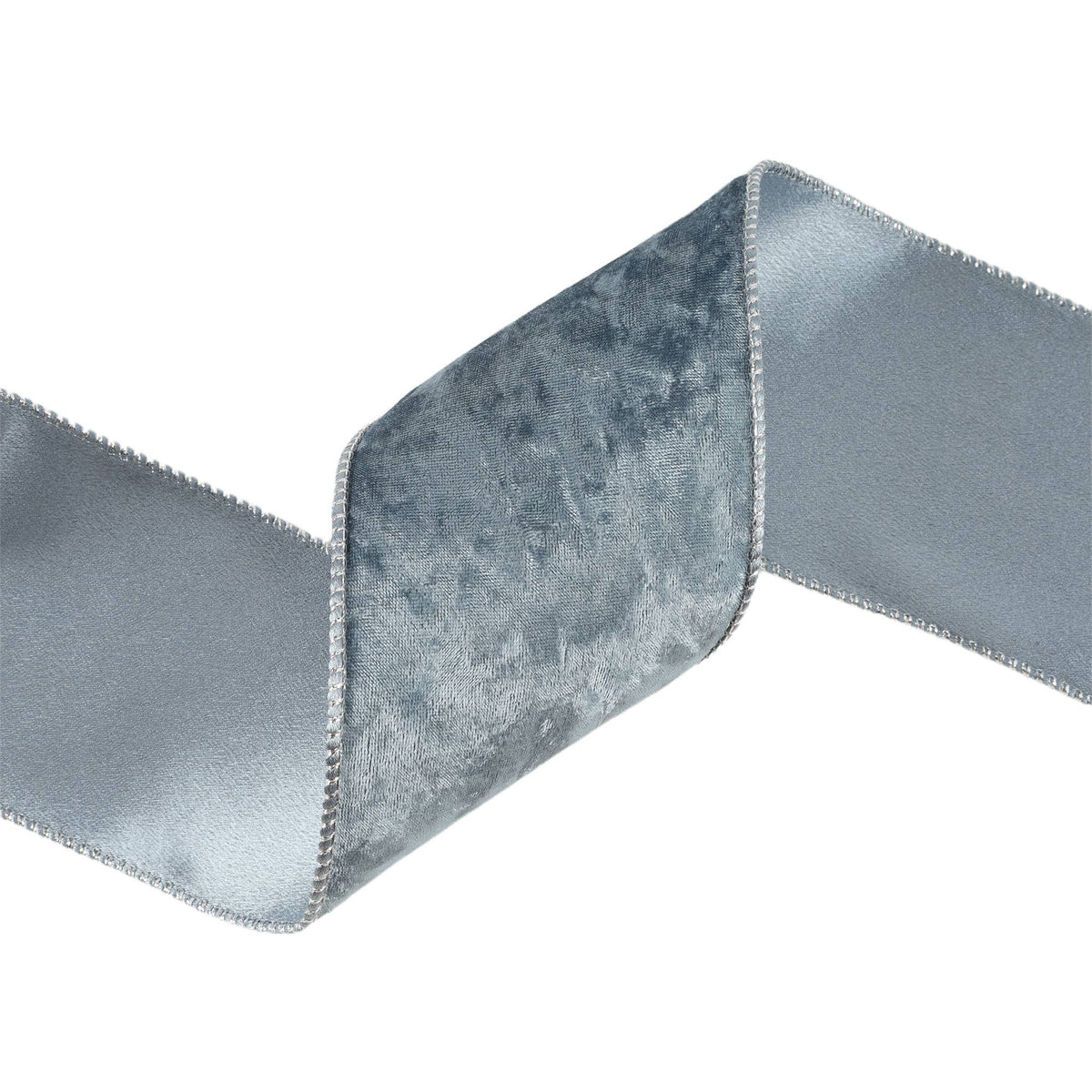 4" Reversible Frosted Velvet Wired Ribbon | Blue | 10 Yard Roll