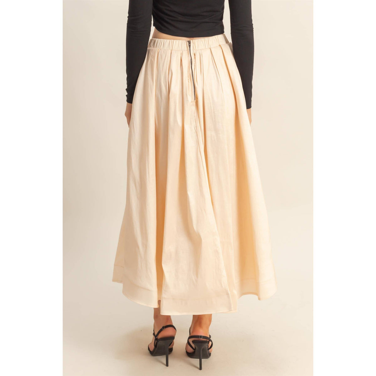 Timeless Grace Pleated Midi Skirt | Cream