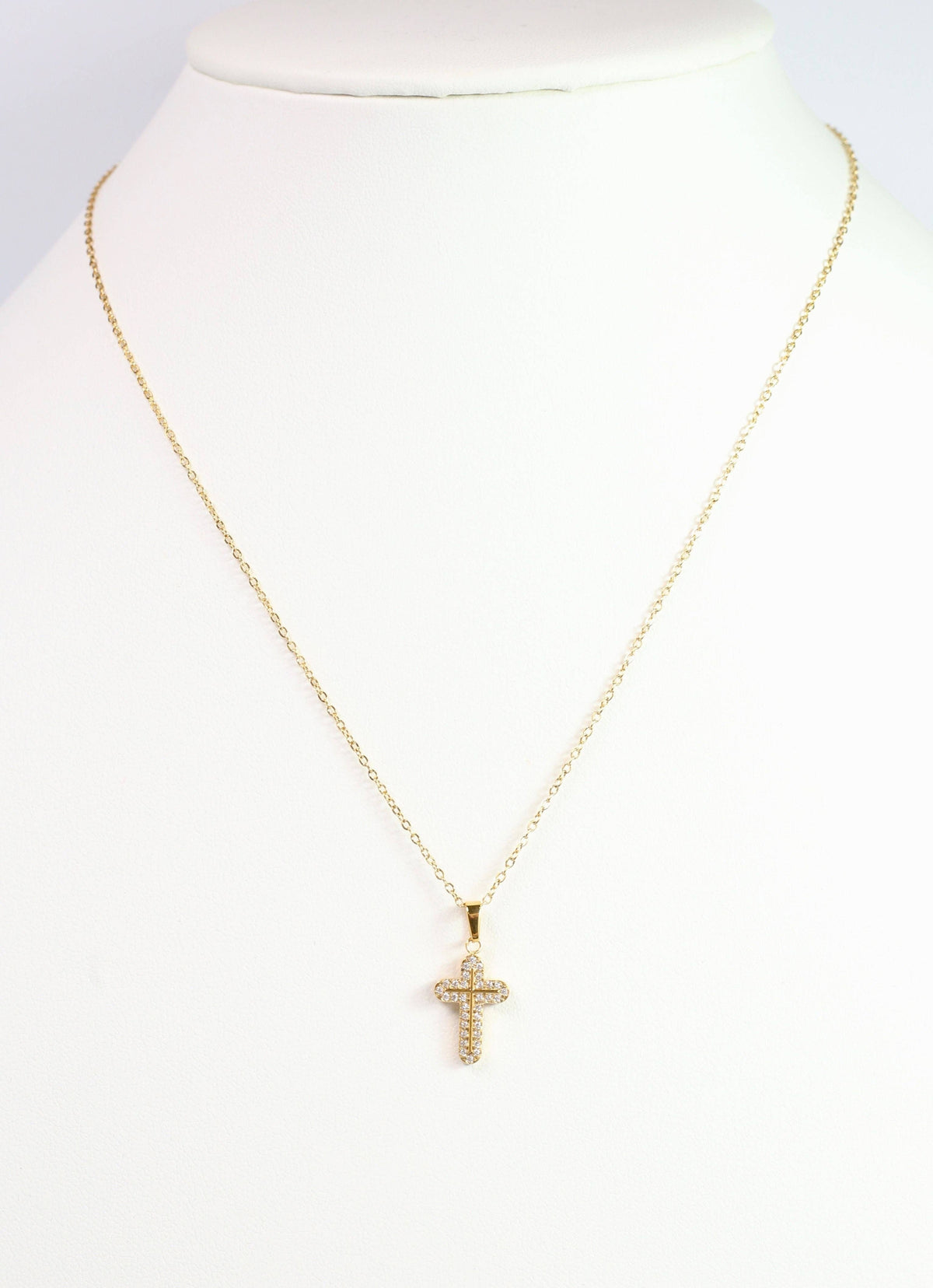 Bellucci CZ Cross Necklace Gold