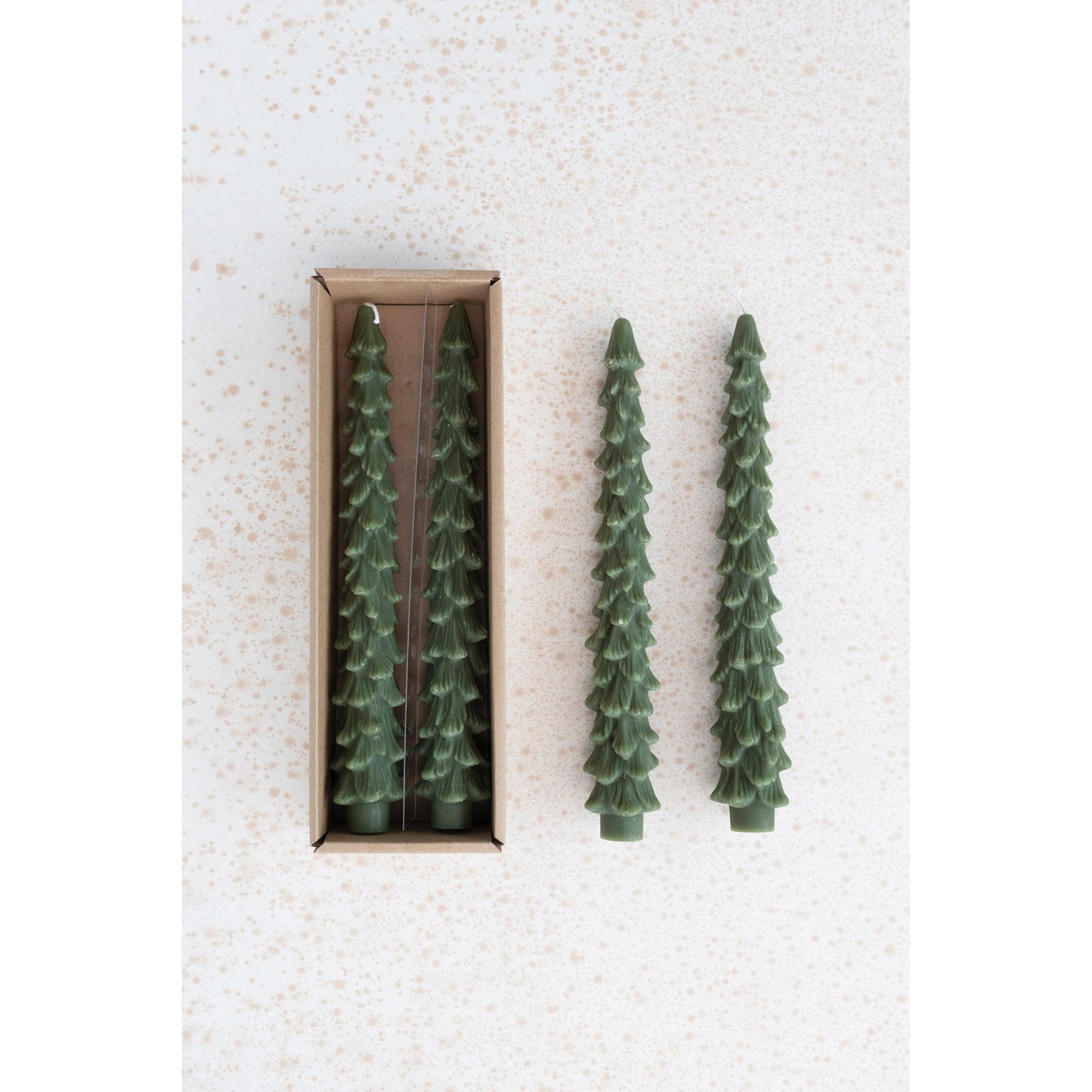 Unscented Tree Shaped Taper Candles 10" - Evergreen