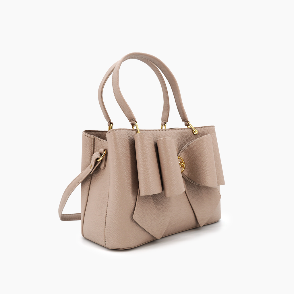 Jesse Bow Vegan Crossbody Bag: Beige