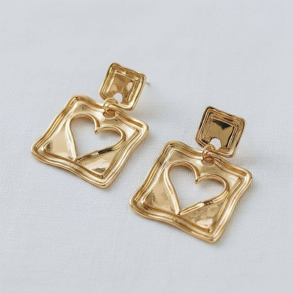 Artistic Heart-Shaped Drop Earrings with Unique Design