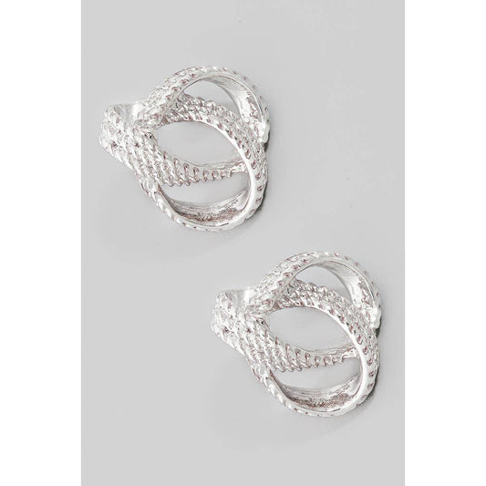 Three Row Ball Twist Earrings Silver