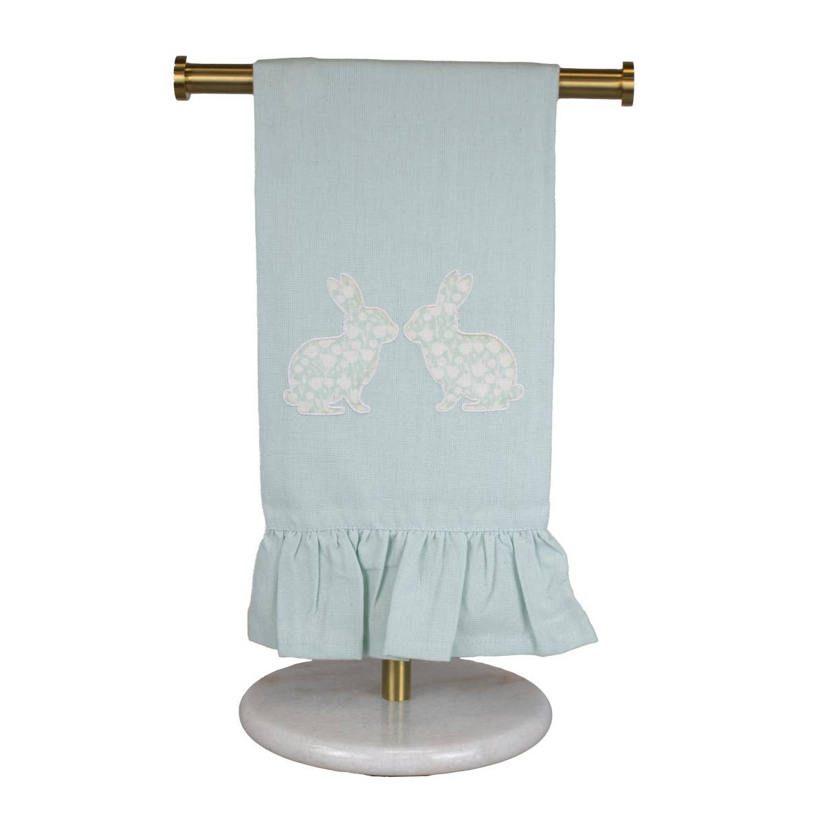Aubrey Bunny Ruffle Hand Towel   Mist/White   20x28