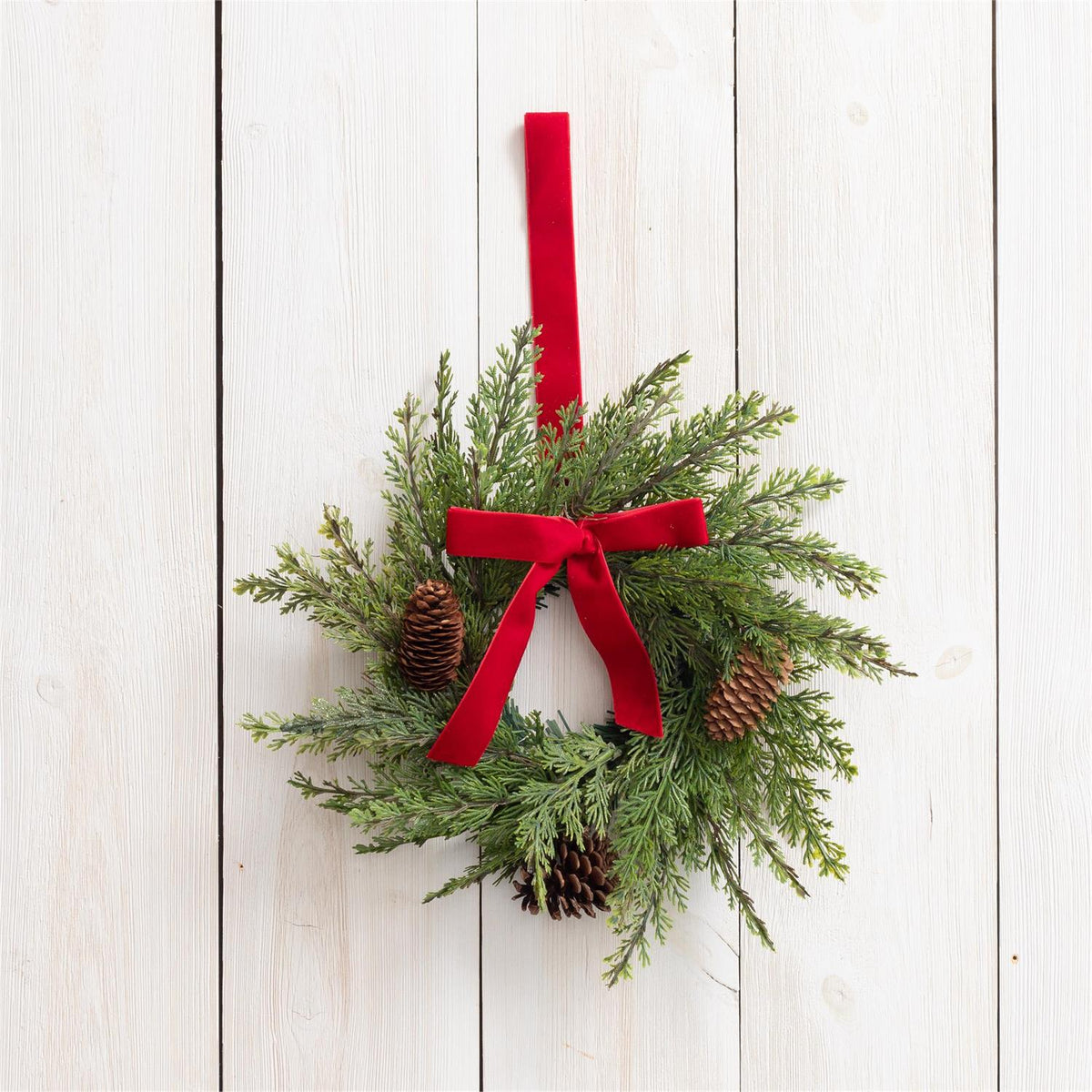 Mini Wreath - Velvet Red Bow