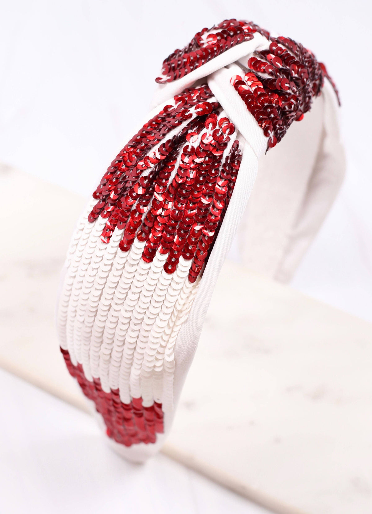 Sanders Sequin Headband CRIMSON WHITE