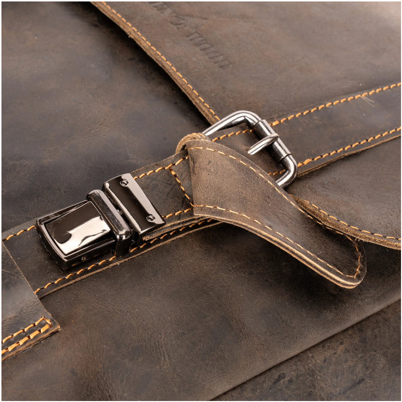 Leather Laptop Backpack Melbourne Sandal GW2023SAN: Brown