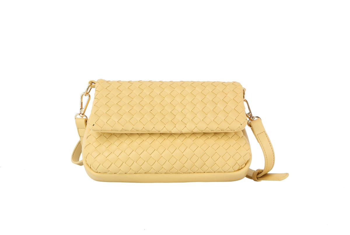 Woven flap over clutch: BEIGE