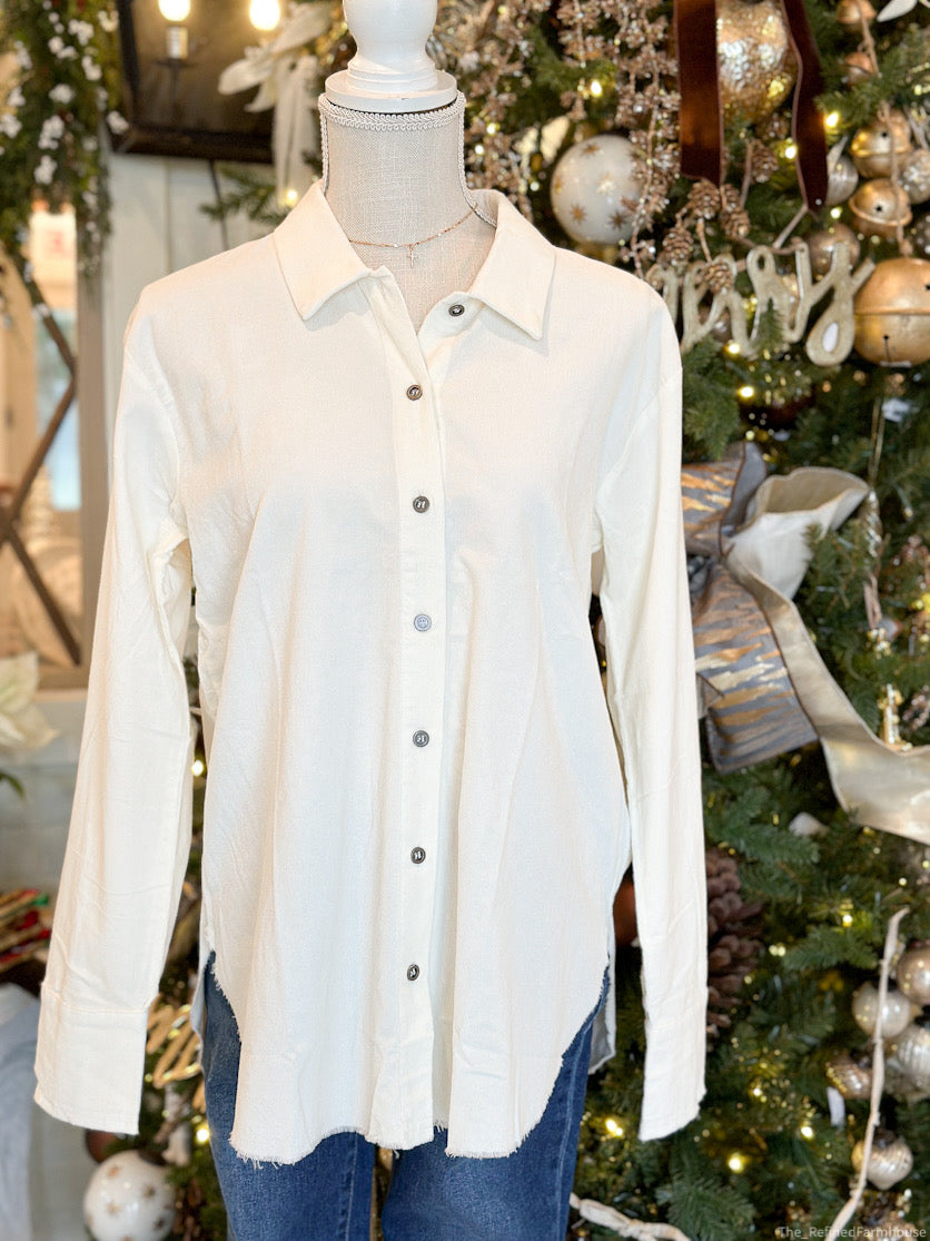 Washed Corduroy Shirt: Ivory