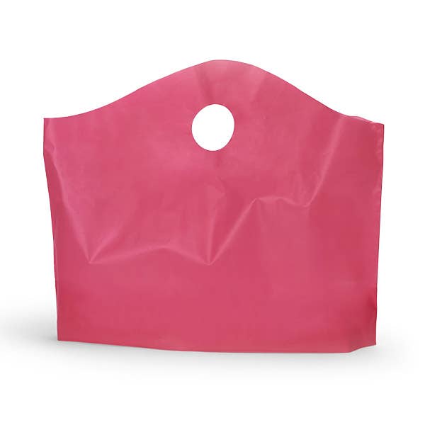Wave Top Plastic Retail Merchandise Bags: Clear Frosted, Medium 18x15x6"