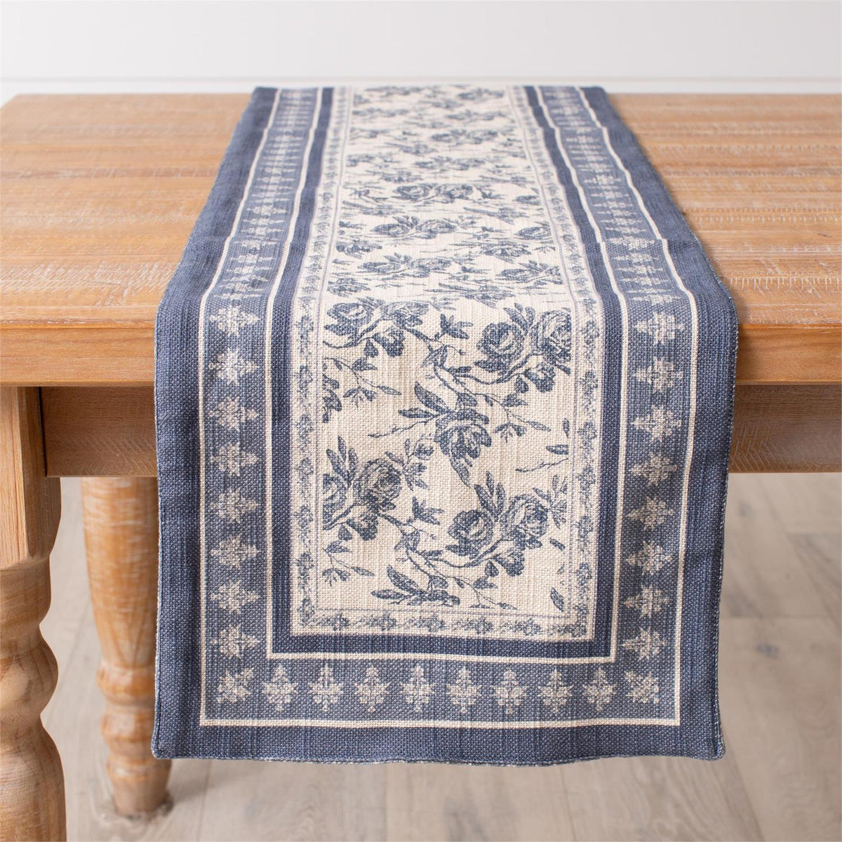 Blue Heirloom Floral Table Runner