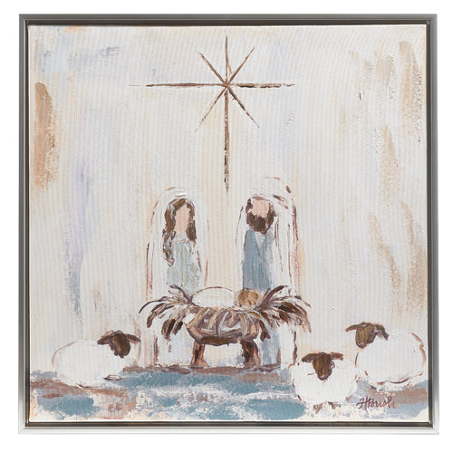 19.5" Holy Family Framed Canvas Wall Art
