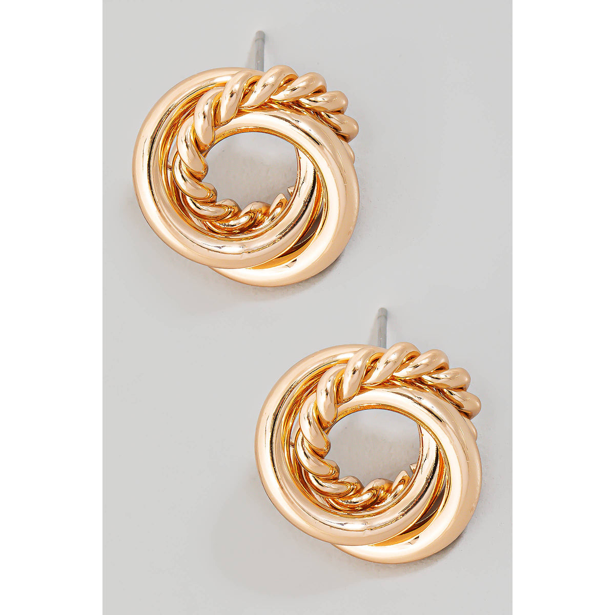 Intertwined Hoop Stud Post Earrings: GD