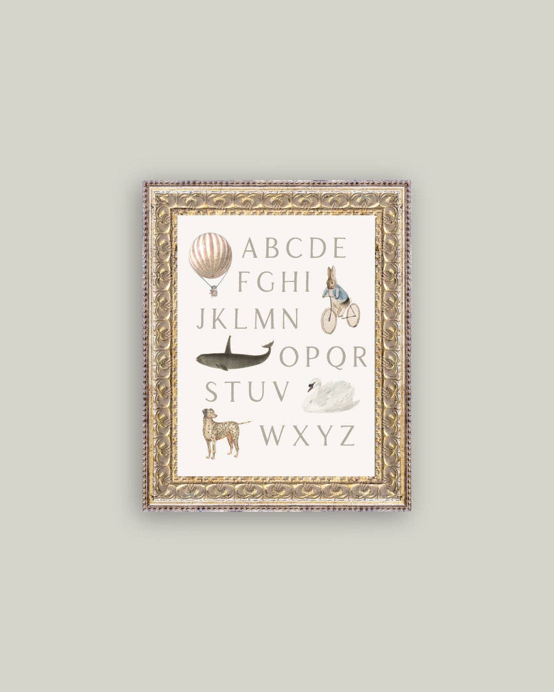 Alphabet with Vintage Art: 18x22