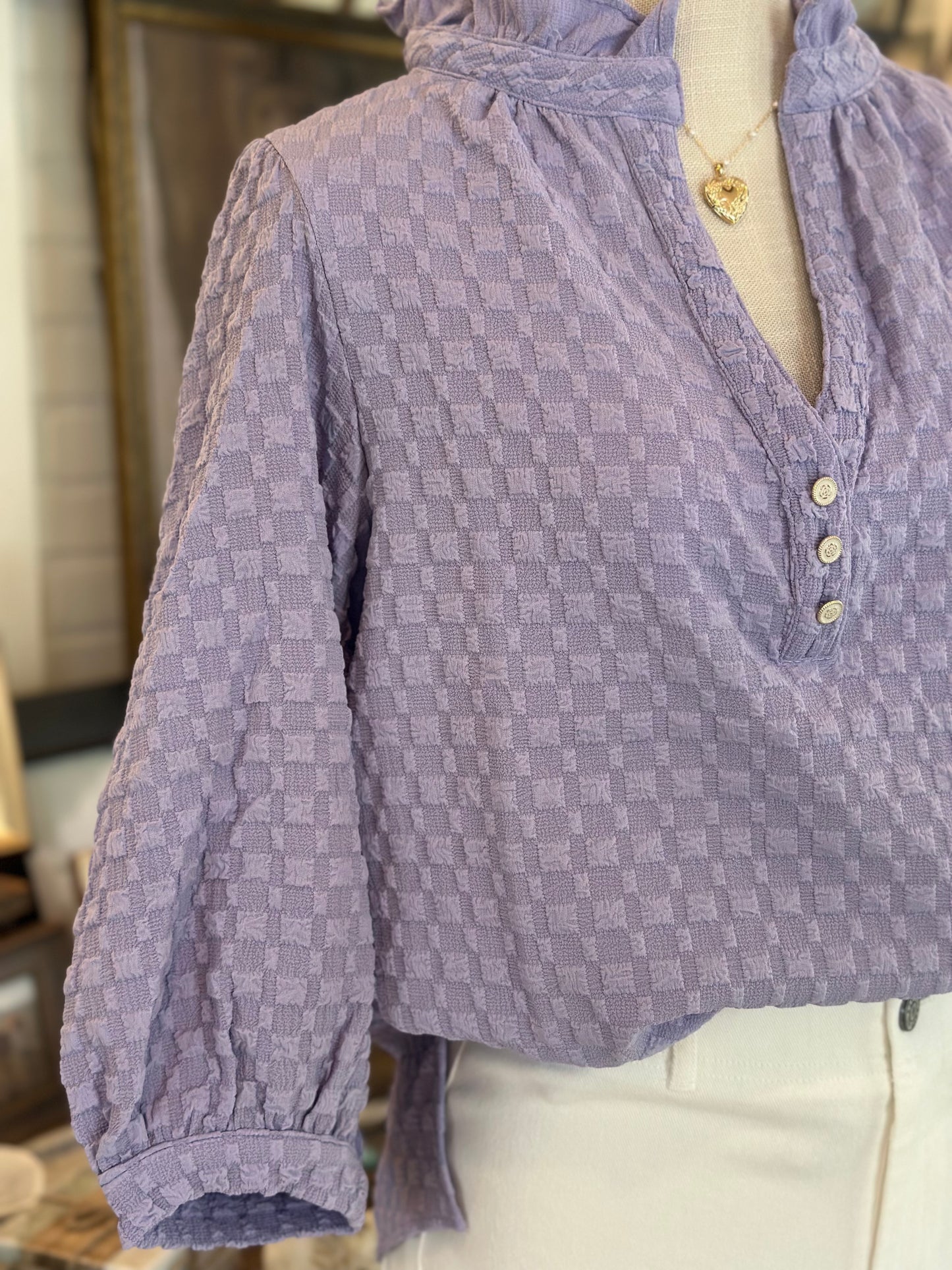 Lavender Ruffle 3/4 sleeves top