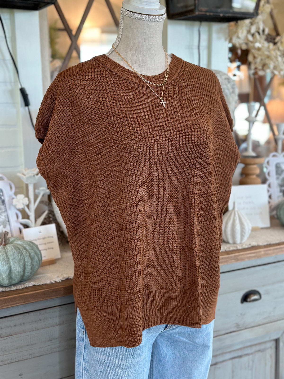 Lightweight Loose Fit Sweater Dolman Top - Coffee